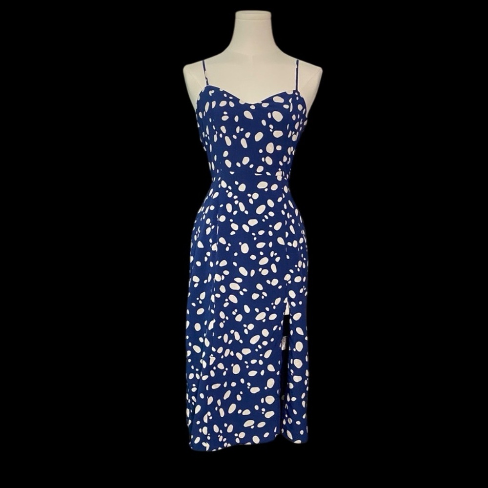 Bar III Blue and White Spaghetti Strap Slip Dress